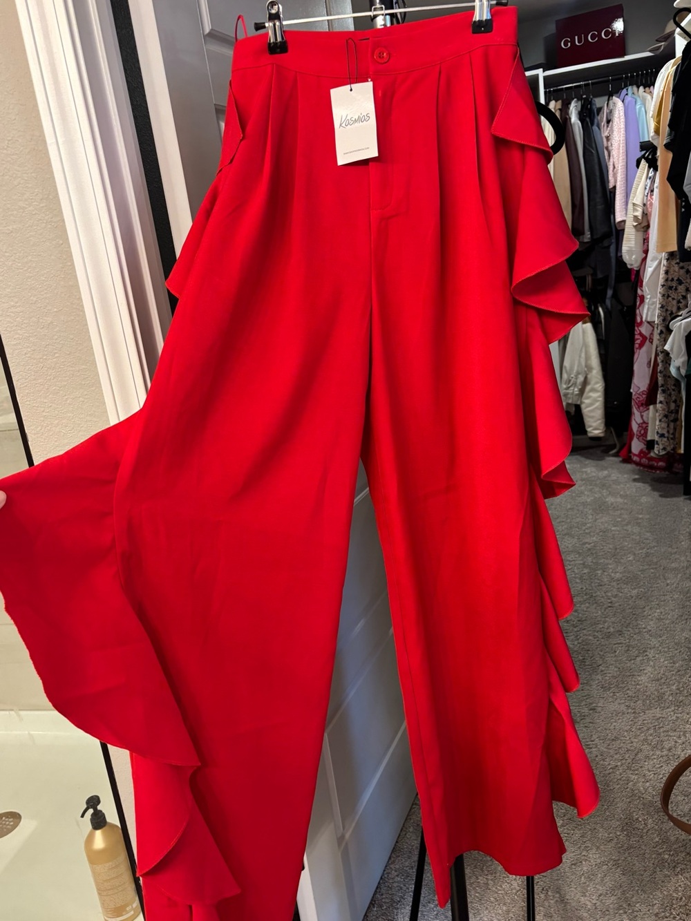 Red Ruffled Maxi Dress pants - Picture 2 of 2